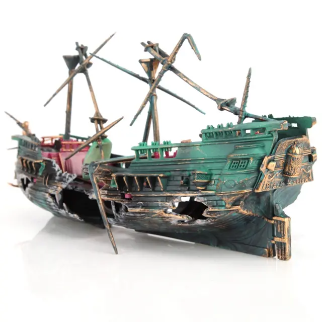 Fish Tank Aquarium Pirate Ship Aquarium Landscaping Decoration Ship Decoration Three Color Random Hair - Shop at LoveMi