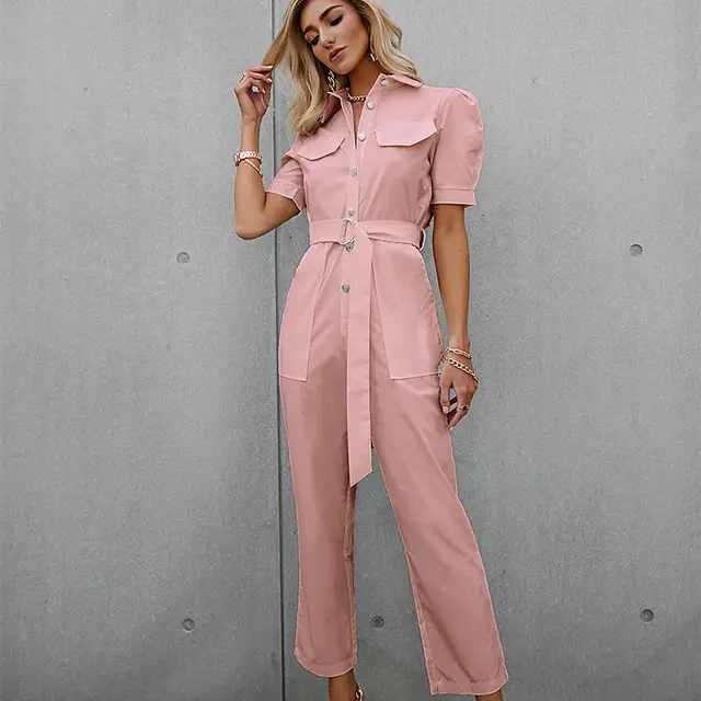 European And American High Street Style Jumpsuit Pink - Shop at LoveMi