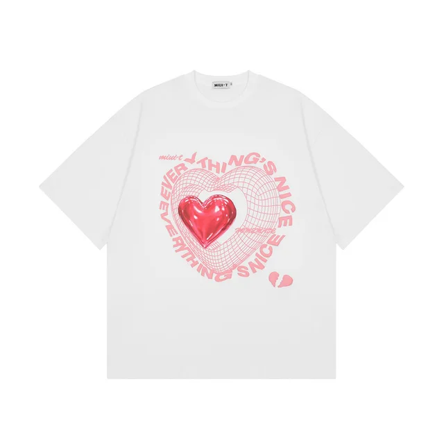 Tide Brand Love Printed Short sleeved T shirt Women White - Shop at LoveMi