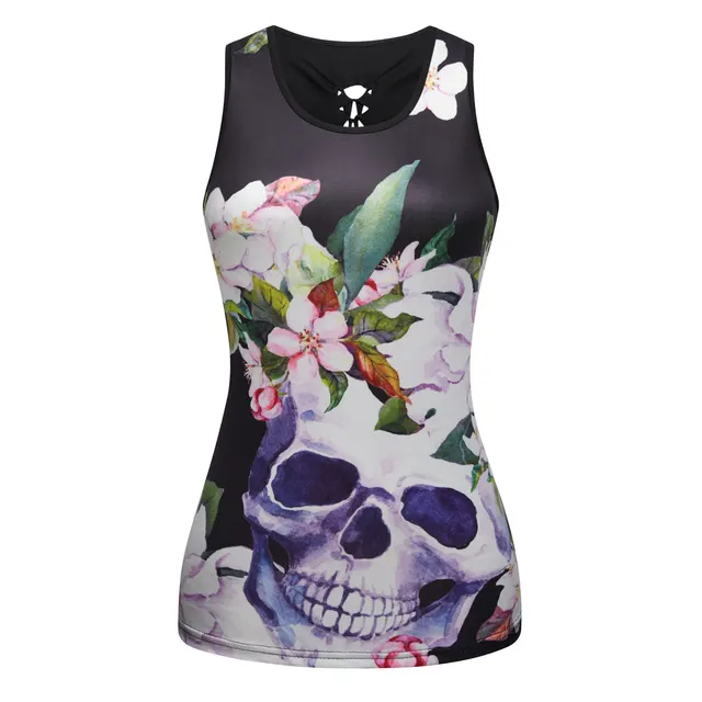 Sleeveless Digital Print Sexy Slim T shirt 3 Style - Shop at LoveMi