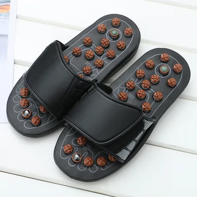Acupoint Magnetic Therapy Spring Massage Shoes Spring Massage Slippers Black - Shop at LoveMi