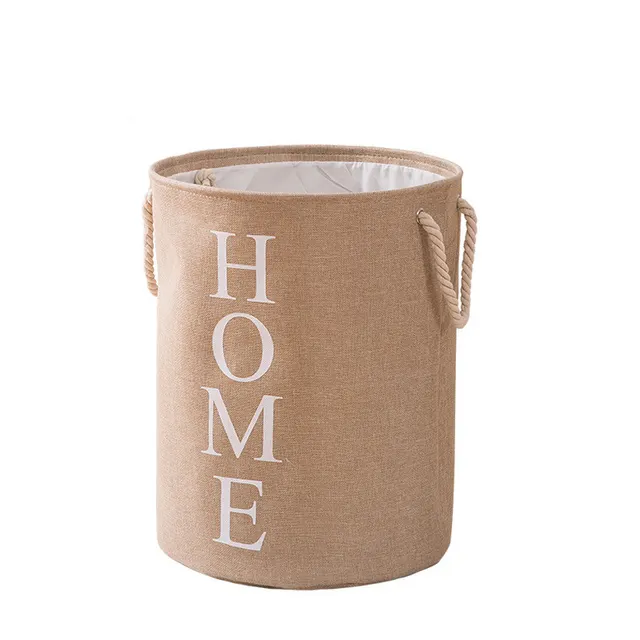 New Dirty Clothes Hamper Cotton And Linen Storage Bucket Brown - Shop at LoveMi