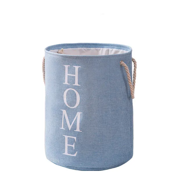 New Dirty Clothes Hamper Cotton And Linen Storage Bucket Sky Blue - Shop at LoveMi