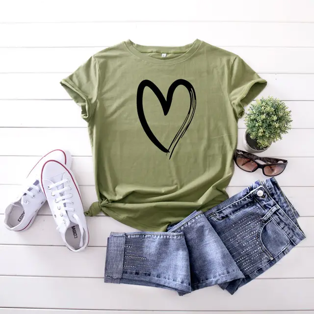 Fashion Women's Printed Cotton Love Short Sleeves - Shop at LoveMi