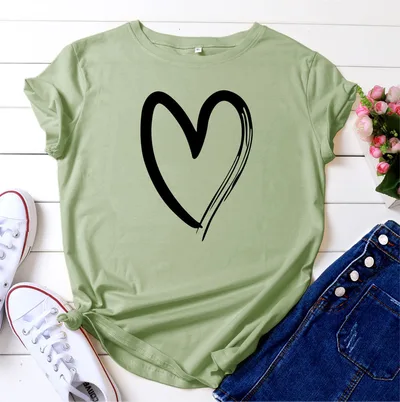 Fashion Women's Printed Cotton Love Short Sleeves - Shop at LoveMi