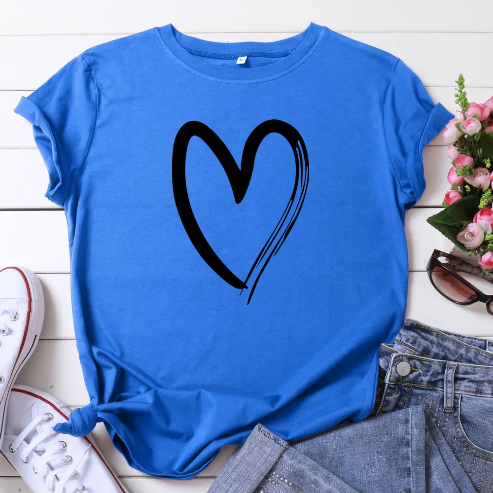 Fashion Women's Printed Cotton Love Short Sleeves - Shop at LoveMi