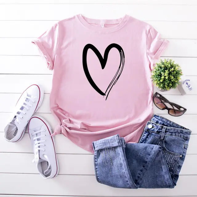 Fashion Women's Printed Cotton Love Short Sleeves J - Shop at LoveMi