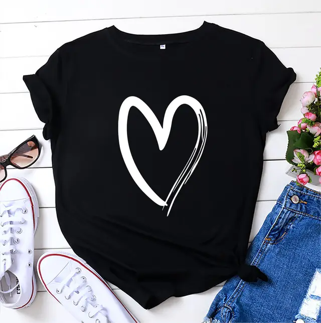 Fashion Women's Printed Cotton Love Short Sleeves K - Shop at LoveMi