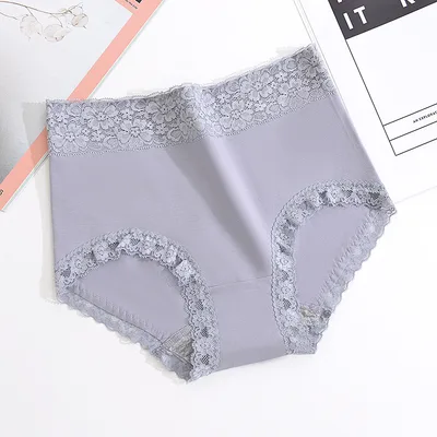 High waisted Cotton Briefs With Lace Crotch Purple - Shop at LoveMi