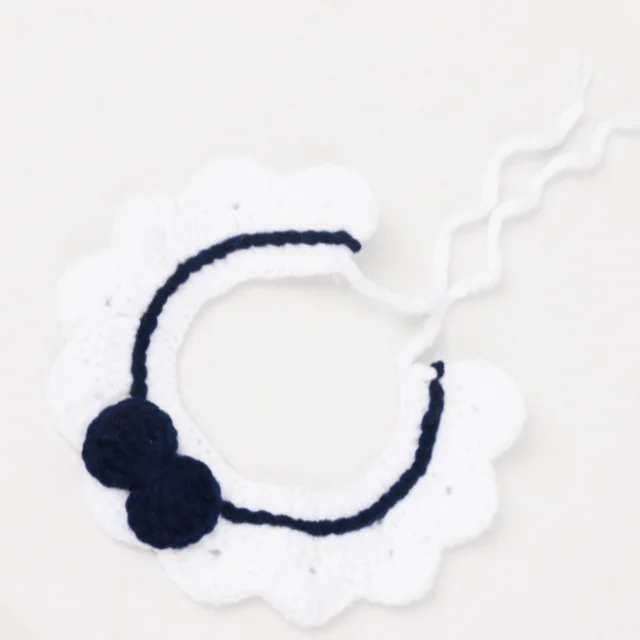 Hand knitted Adjustable Flower Bow Cat And Dog Collar White - Shop at LoveMi