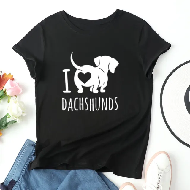 Women's Blouse Creative Cartoon Pure Cotton Round Neck Women's Short sleeved T shirt Black - Shop at LoveMi