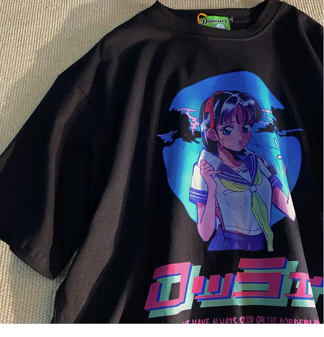 Japanese Anime Cartoon Student Short Sleeve Black - Shop at LoveMi