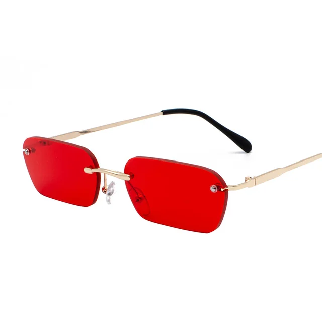 Style Men's Personality Yellow Square Rimless Glasses Red - Shop at LoveMi