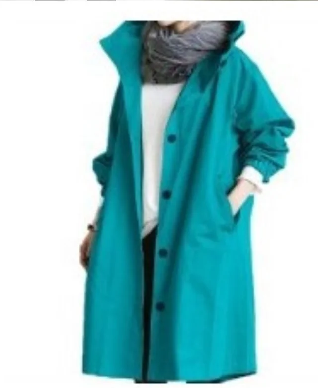 Casual Style Windbreaker Women's Mid Length Waist Long Sleeved Jacket Blue - Shop at LoveMi