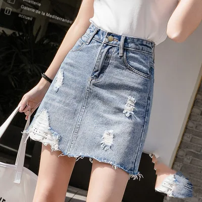 Korean Version Of Chic Thin A line High Waist Skirt 2Blue - Shop at LoveMi