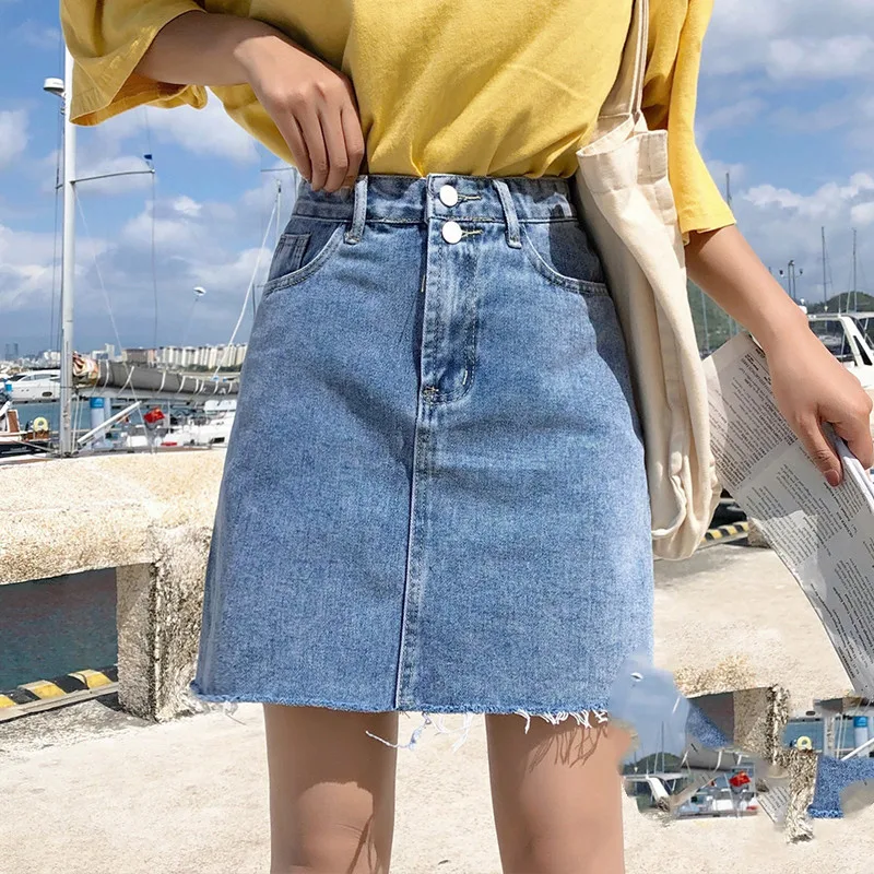 Korean Version Of Chic Thin A-line High Waist Skirt - 3Blue