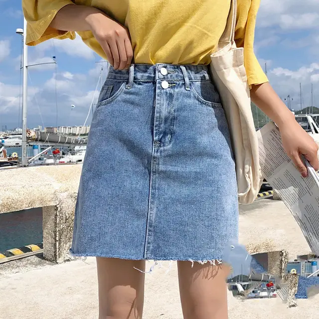 Korean Version Of Chic Thin A line High Waist Skirt 3Blue - Shop at LoveMi