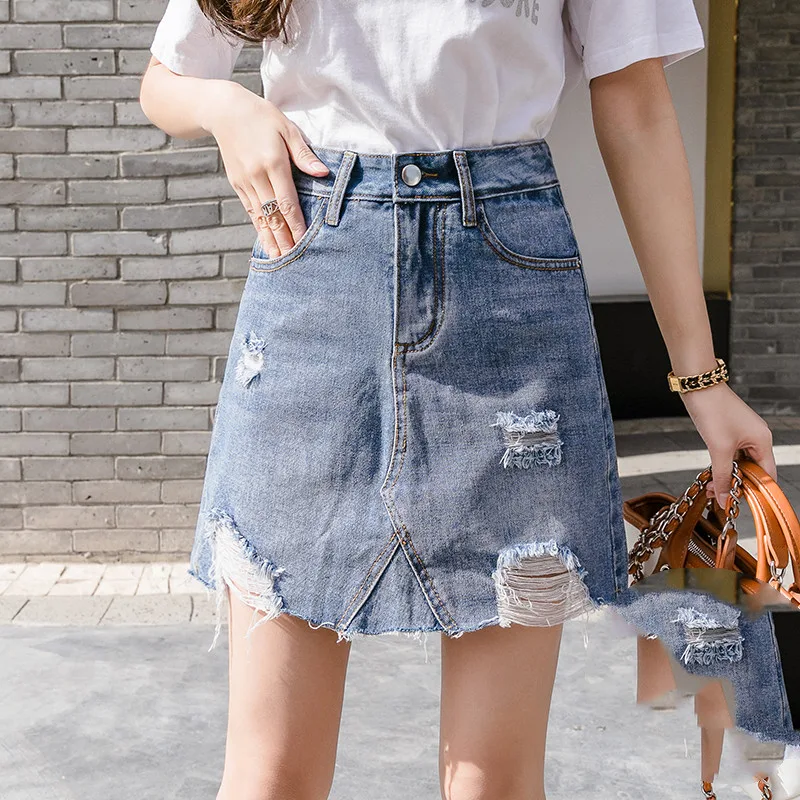 Korean Version Of Chic Thin A-line High Waist Skirt - 6Blue