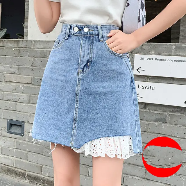 Korean Version Of Chic Thin A line High Waist Skirt Blue - Shop at LoveMi