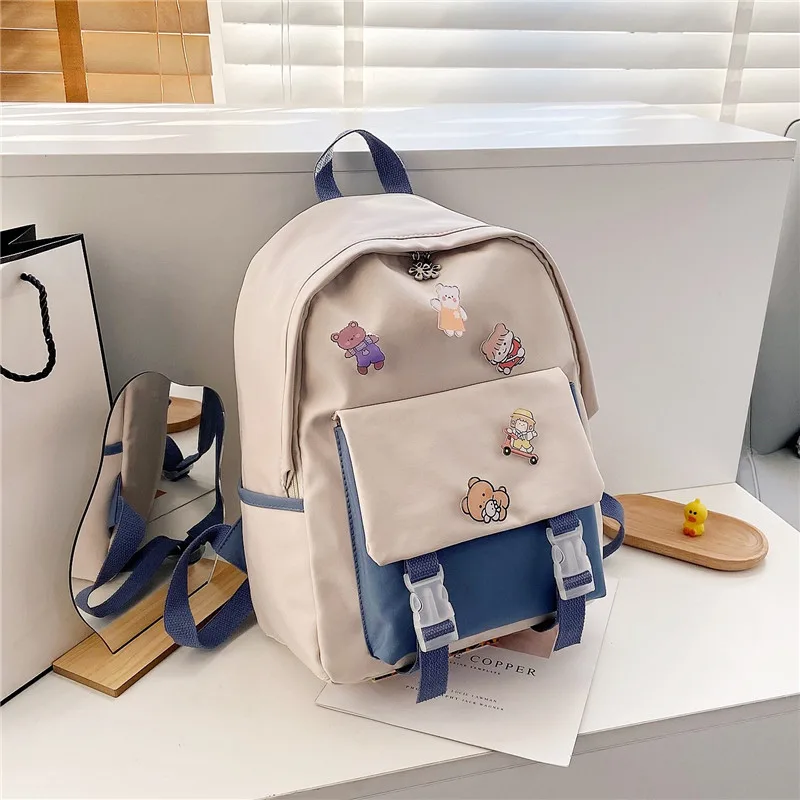 Schoolbag Female Korean Version Original Home Ulzzang High School Students Backpack Blue - Shop at LoveMi