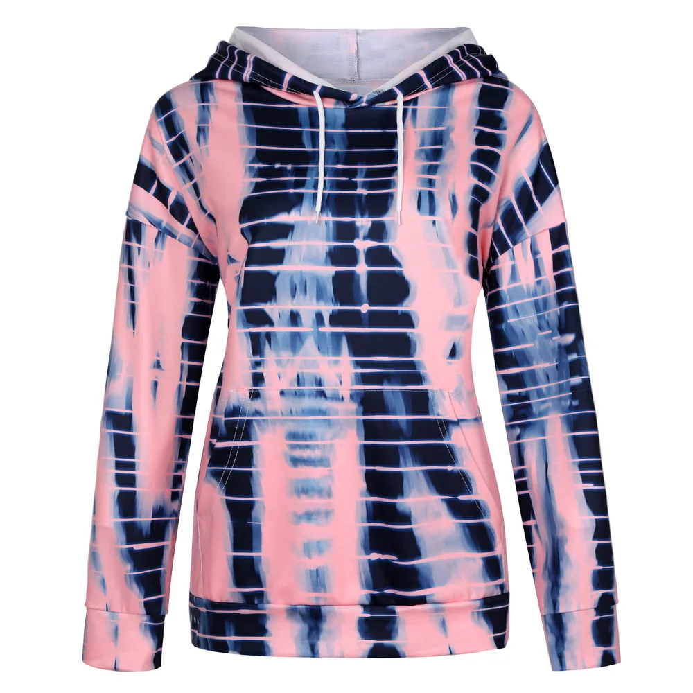 Tie dye Printed Hooded Long sleeved Sweatshirt Navy - Shop at LoveMi