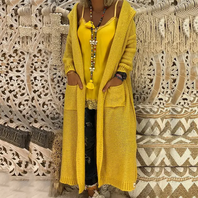 Loose And Elongated Oversized Sweater Yellow - Shop at LoveMi