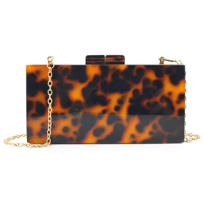 Evening Bag Fashion Leopard Print Acrylic Female Bag Leopard - Shop at LoveMi