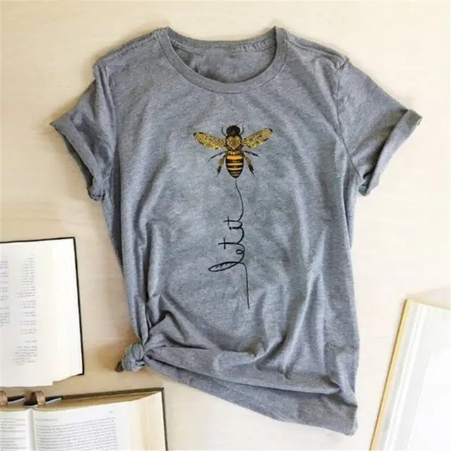 The Bee T shir Prining New Summer Urmeric Ms Shor Sleeve Yellow - Shop at LoveMi