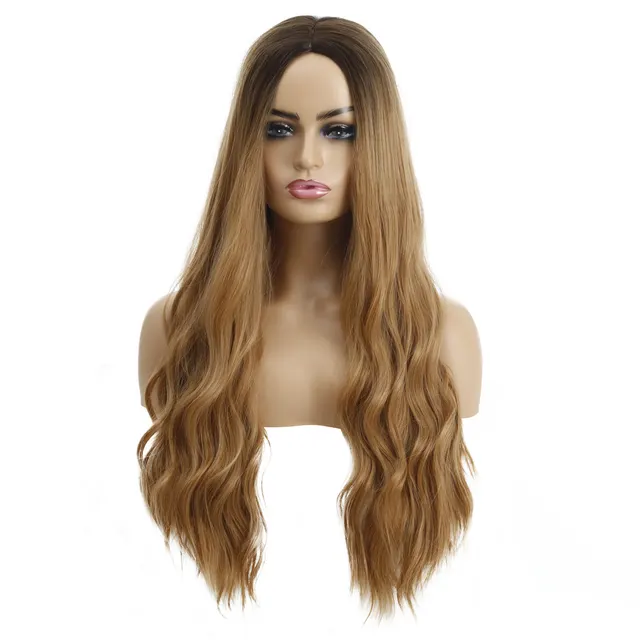 European And American Female Wigs, Wavy Curly Hair, Ladies Wig Head Khaki - Shop at LoveMi