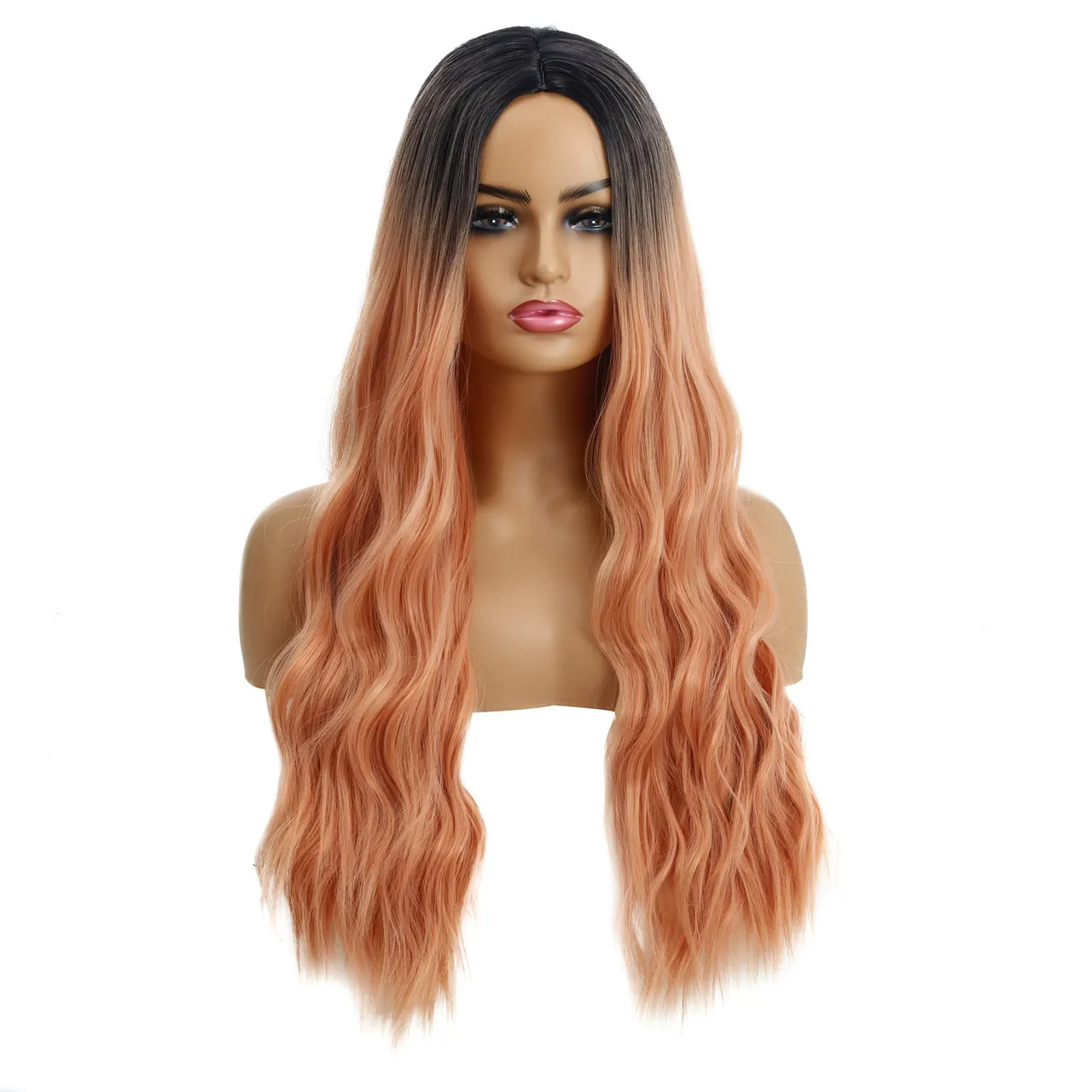 European And American Female Wigs, Wavy Curly Hair, Ladies Wig Head - Orange