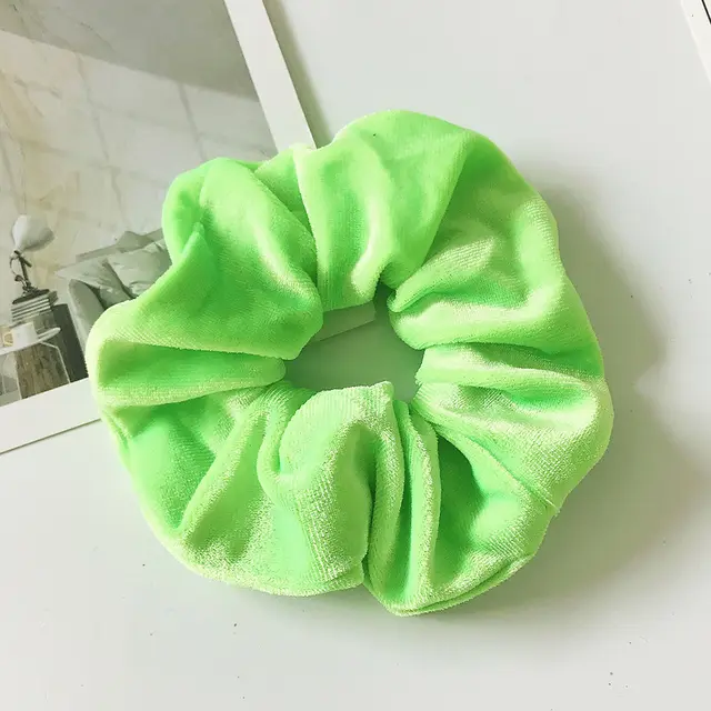 Flannel Hair Tie Hair Rope Velvet Fashion Ponytail Hair Accessories Fluorescent Green - Shop at LoveMi