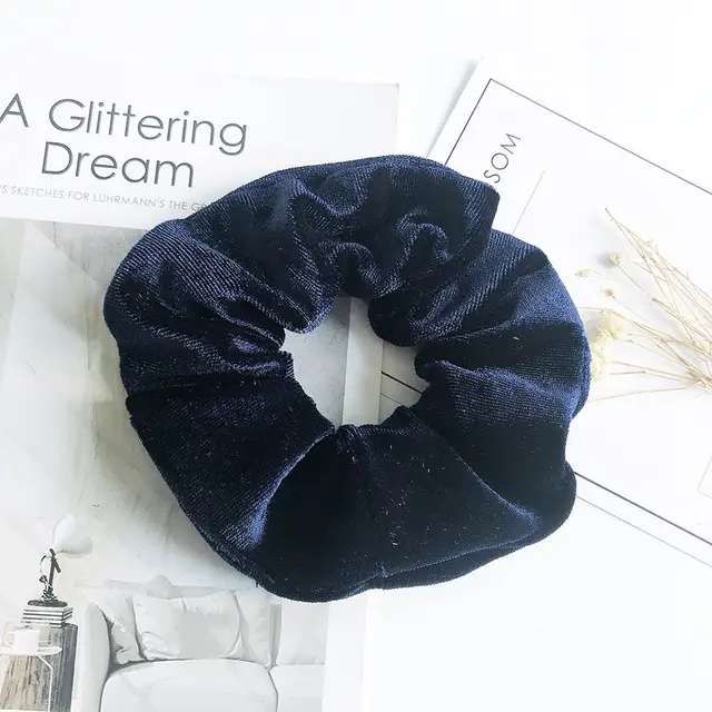 Flannel Hair Tie Hair Rope Velvet Fashion Ponytail Hair Accessories Navy - Shop at LoveMi