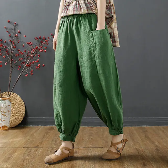 Casual Loose fitting Harem Pants Green - Shop at LoveMi