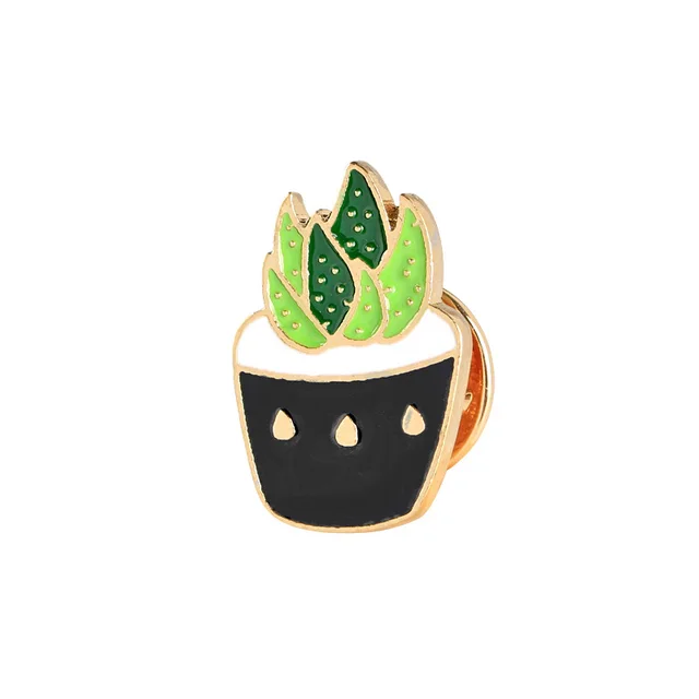 Lovely Badge Plant Potted Collar Shoe Lips Enamel Brooch Coconut Tree Cactus Leaves Decorative Clothing Cartoon Pins Badge - Shop at LoveMi