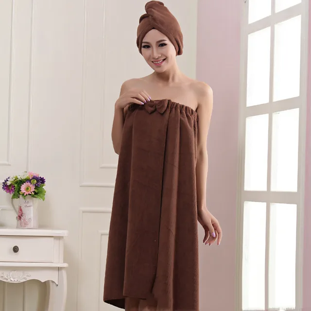 Microfiber Tube Top Bow To Wear Bath Towels Coffee - Shop at LoveMi