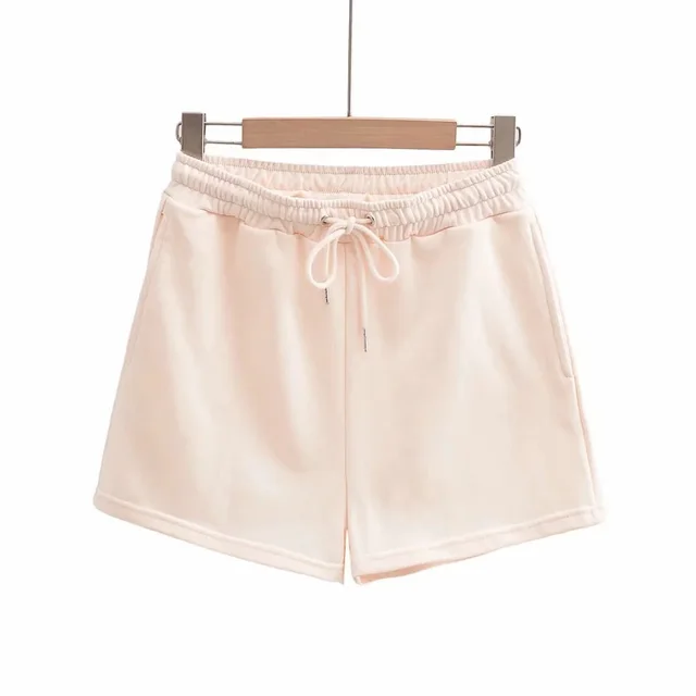 European And American Loose Pocket Drawstring Shorts Apricot - Shop at LoveMi