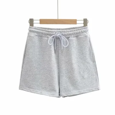 European And American Loose Pocket Drawstring Shorts Grey - Shop at LoveMi
