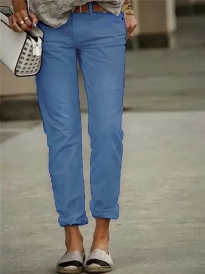 Casual Style Commuter Solid Color Jeans Blue - Shop at LoveMi