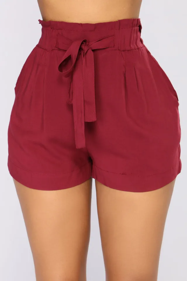 Summer Ruffled A line Shorts Beach Pants Wine Red - Shop at LoveMi