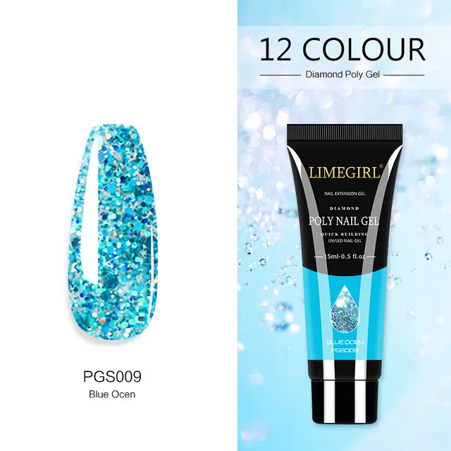 12 Color Nail Art Glitter Powder Extension Gel Nail Art Sequin Extension Gel Painless Pjs009 - Shop at LoveMi