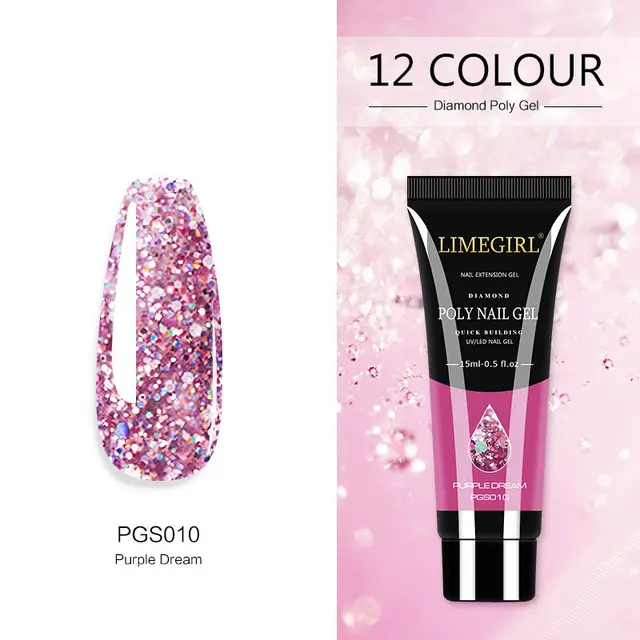 12 Color Nail Art Glitter Powder Extension Gel Nail Art Sequin Extension Gel Painless Pjs010 - Shop at LoveMi