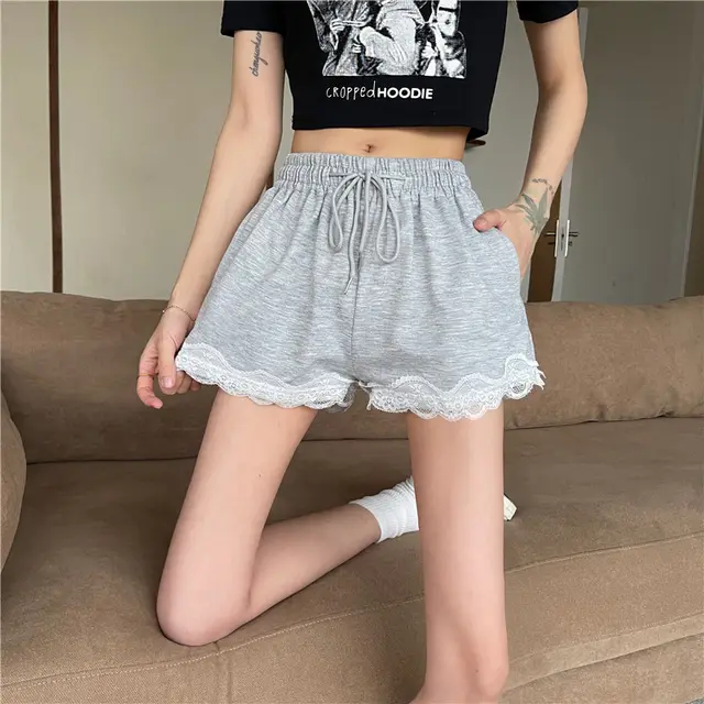 New Korean Style High Waist Loose Casual Sports A line Pants Grey - Shop at LoveMi