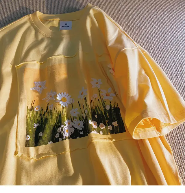 Vibrantly Painted Youth Trend Short Sleeves Yellow - Shop at LoveMi