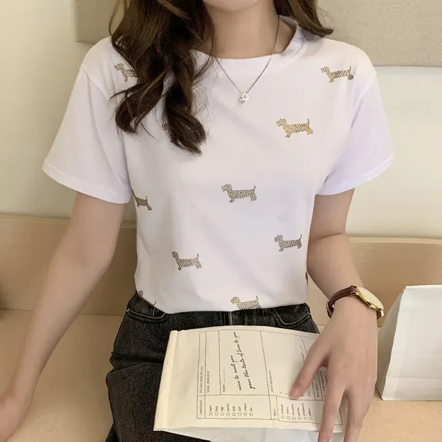 New Style Western style Pure Cotton Korean Style Loose Short sleeved T shirt Top White - Shop at LoveMi