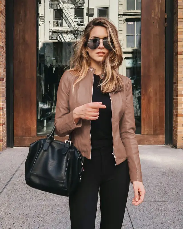 New New Product Autumn And Winter Women's Fashion Leather PU Suit Jacket Khaki - Shop at LoveMi