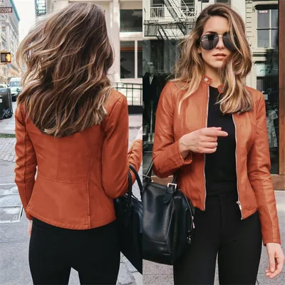 New New Product Autumn And Winter Women's Fashion Leather PU Suit Jacket Orange - Shop at LoveMi