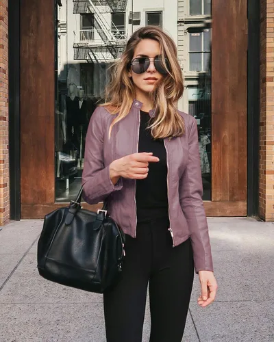 New New Product Autumn And Winter Women's Fashion Leather PU Suit Jacket Purple - Shop at LoveMi