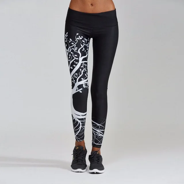 Branch Print Hip High Waist Sports Leggings Black - Shop at LoveMi