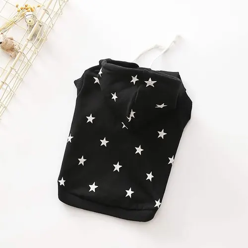 Small And Medium sized Dog Clothes Printed Hooded Sweater Black - Shop at LoveMi