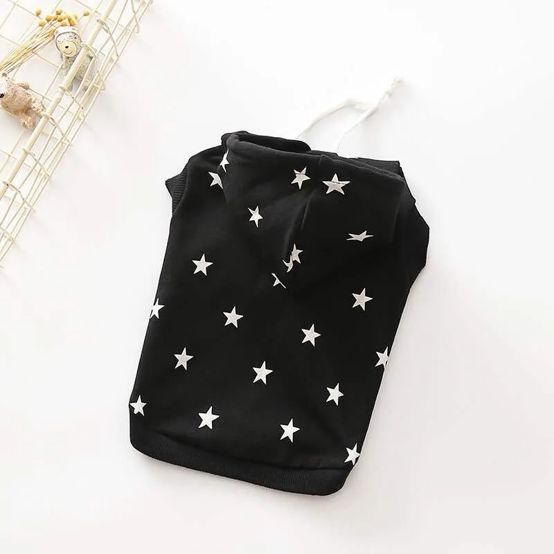 Small And Medium sized Dog Clothes Printed Hooded Sweater Black - Shop at LoveMi